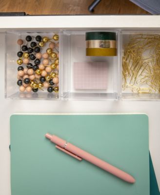 Martha Stewart Brody 3 Pack Stack and Slide Plastic Tray Office Desktop Organizer, 3" x 3.75"