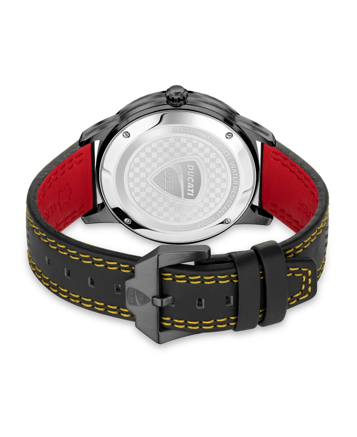 Shop Ducati Corse Men's Quartz Black Genuine Leather Watch 44mm