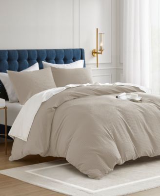 Mina Waffle Textured 3-Pc. Duvet Cover Set, Full/Queen