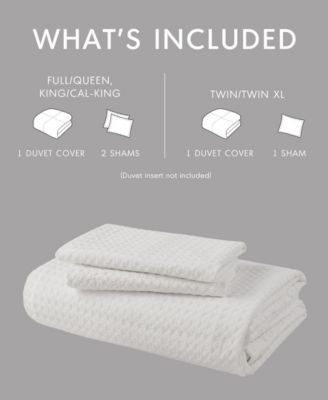 Mina Waffle Textured 3-Pc. Duvet Cover Set, King/California King