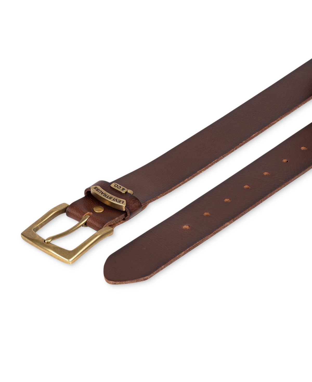 Shop Levi's Men's Gold Buckle Leather Belt In Brown