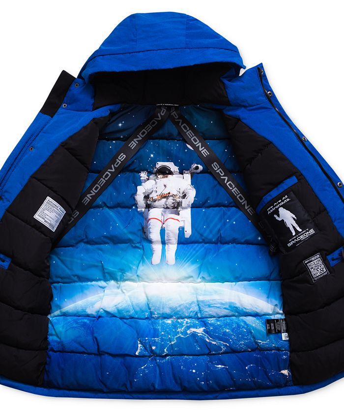Space One Men's Nasa Inspired Parka Jacket with Printed Astronaut ...