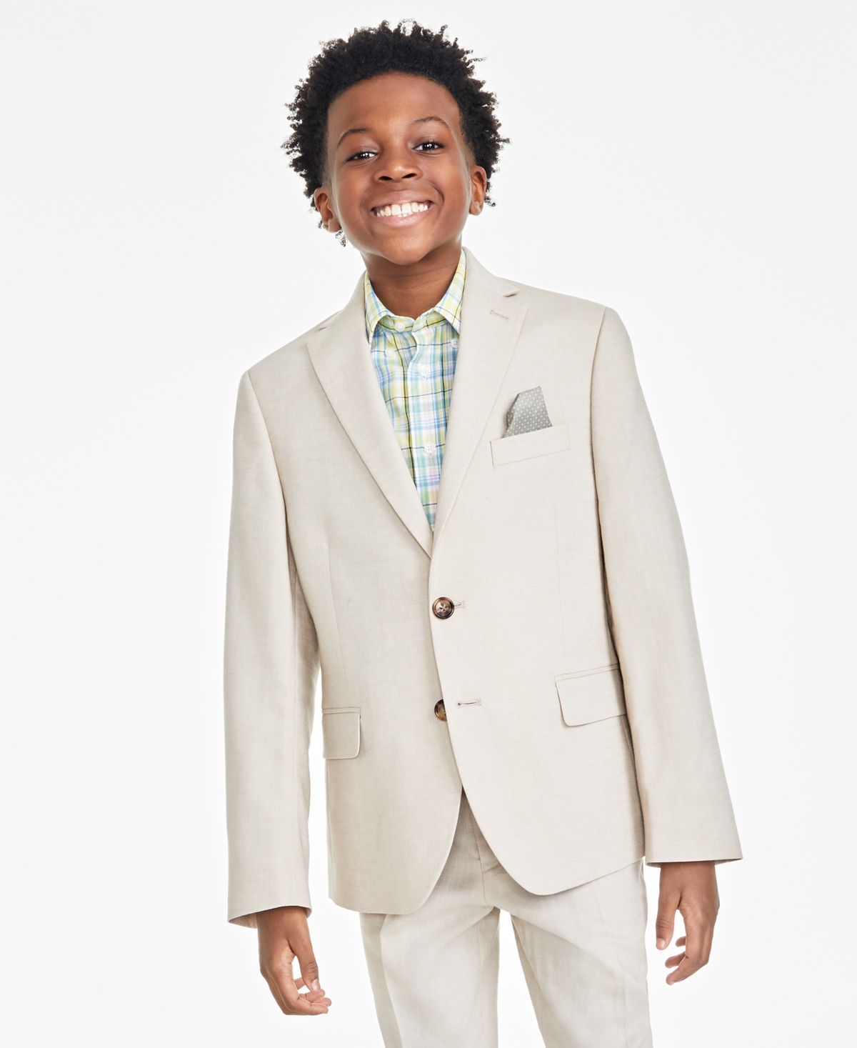 Shop Brooks Brothers Big Boys Classic Fit Linen Suit Jacket In Khaki