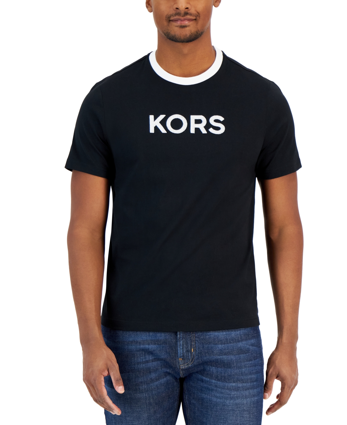 Michael Kors Men's Short Sleeve Crewneck Logo T-shirt In Dark Camel