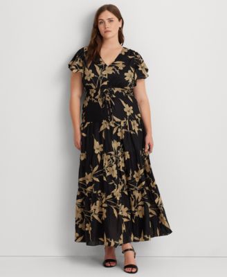 Lauren Ralph Lauren Plus Size Floral Flutter Sleeve Maxi Dress Macy s