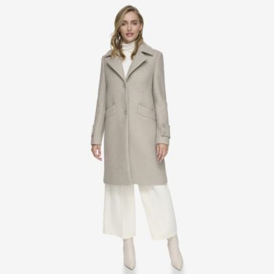 Regine Sb Women's Soft Wool Boucle Coat With Back Vent