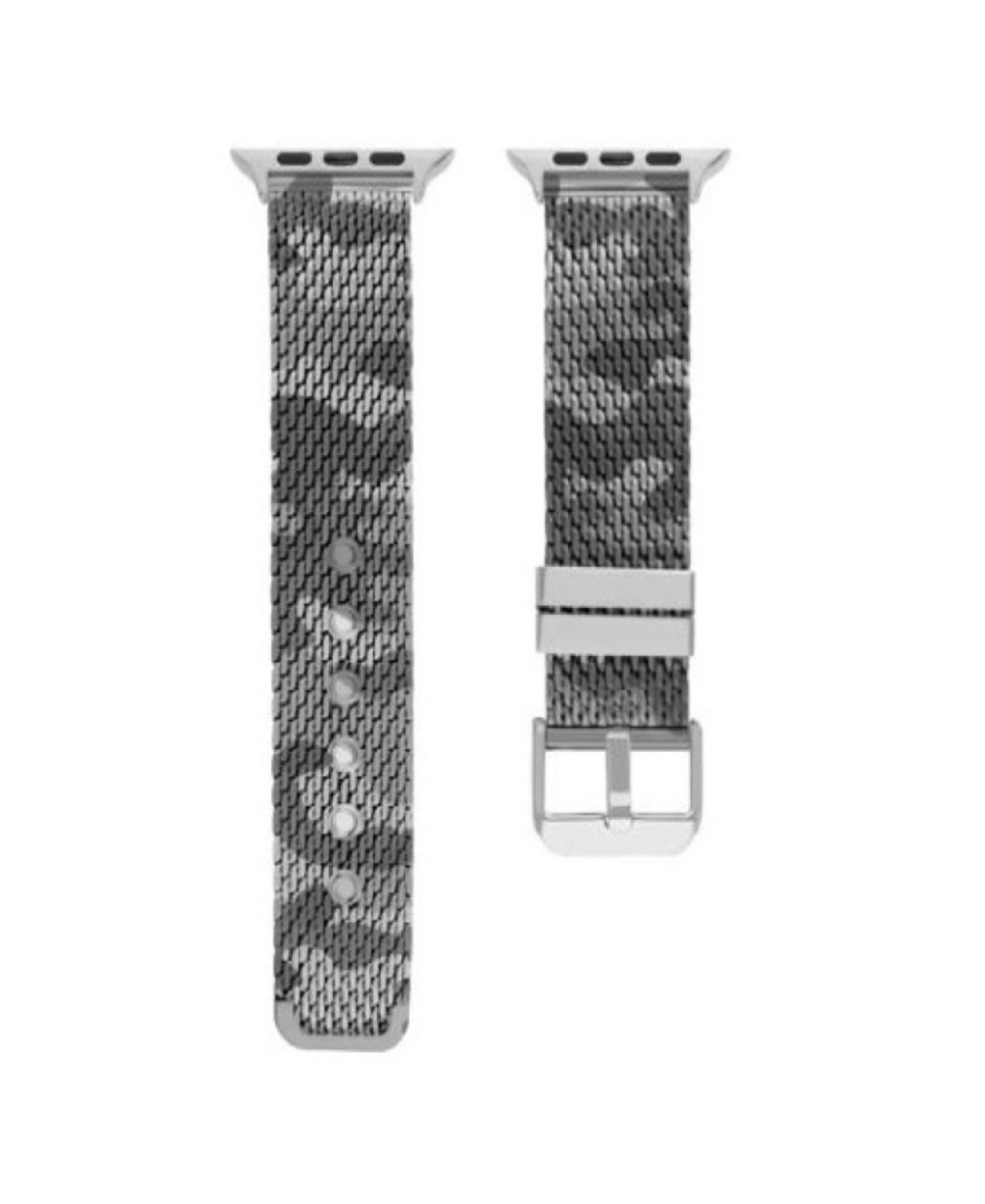 American Exchange Men's Gray Camo Stainless Steel Mesh Strap Compatible For 42mm, 44mm Apple Watch