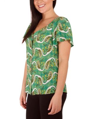 Petite Flutter Sleeve Crepe Blouse