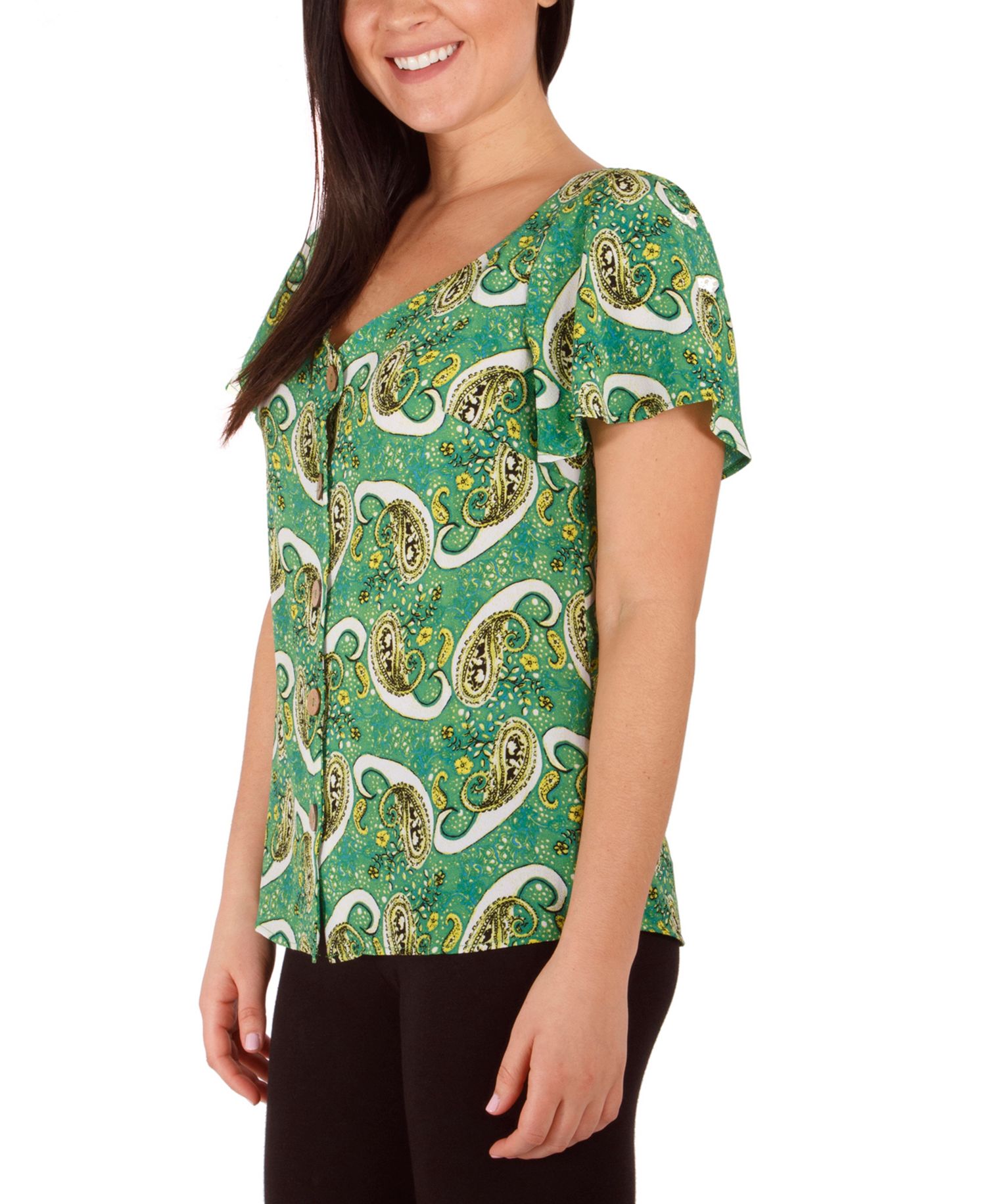 Petite Flutter Sleeve Crepe Blouse