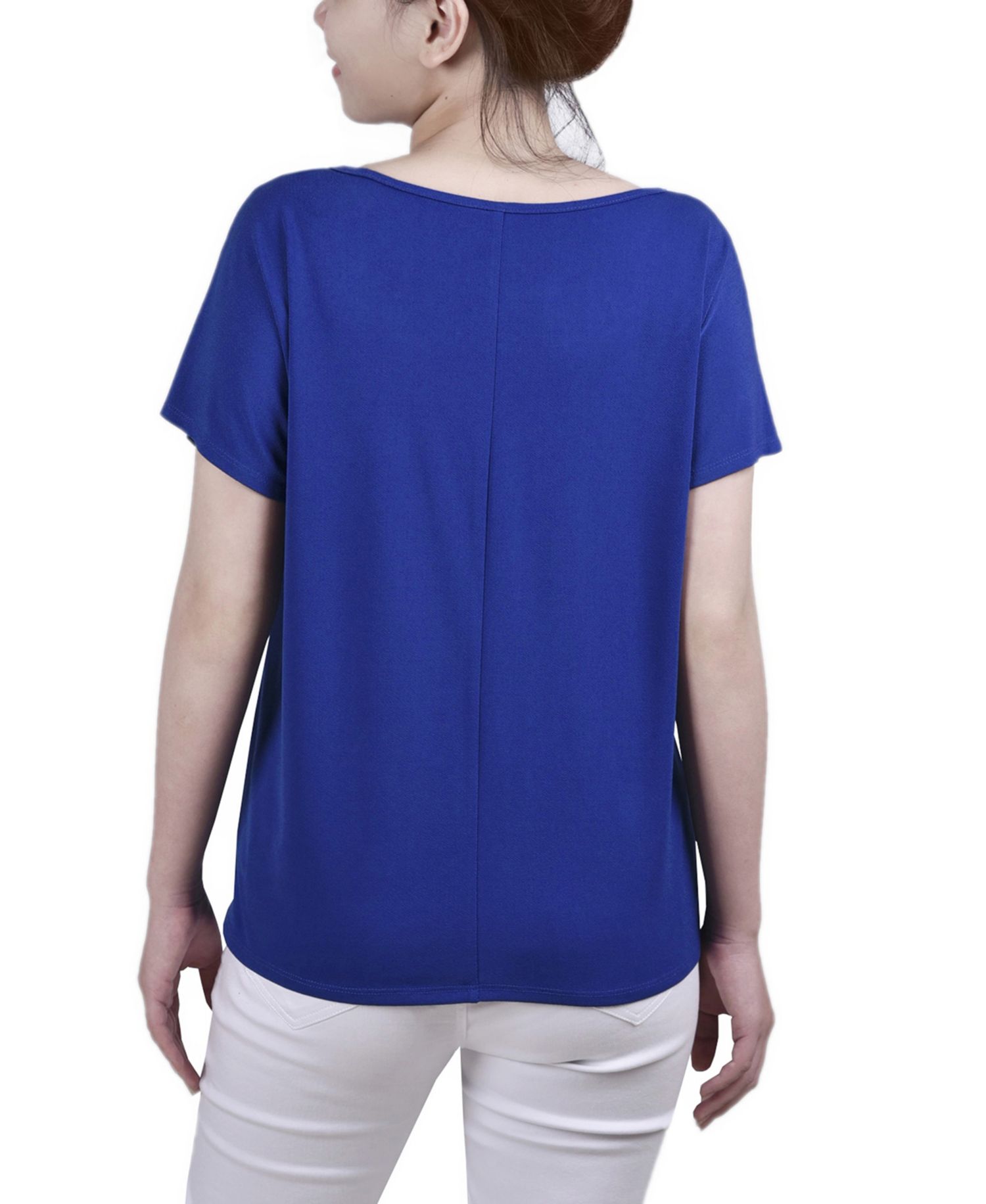 Petite Short Sleeve Knit Top with Hardware