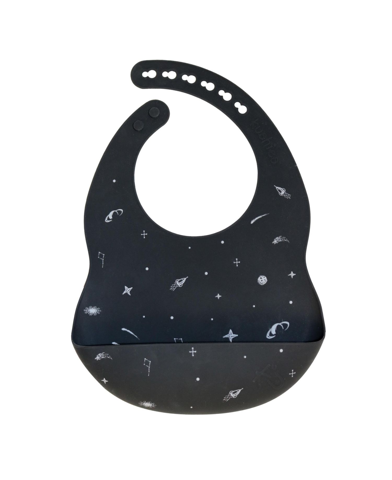 Soft Silicone Waterproof Baby Bib with catch all pocket, Adjustable