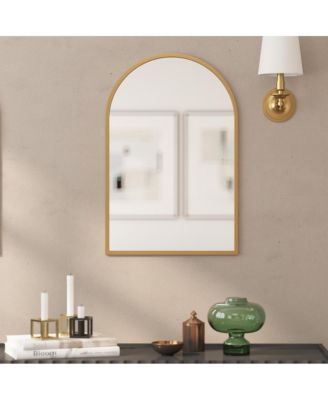 Muriel Arched Metal Framed Wall Mirror For Entryways, Dining Rooms, And Living Rooms