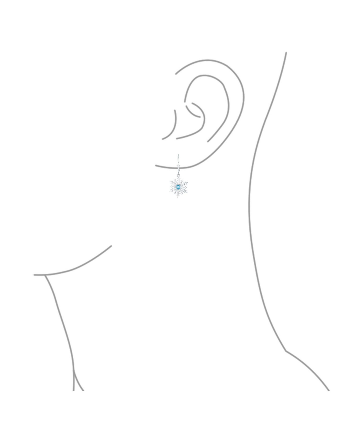 Bling Jewelry Winter Party Holiday Christmas Drop Lever back Clear Star IceSnowflake Dangle Earrings For Women Sterling Silver - Blue