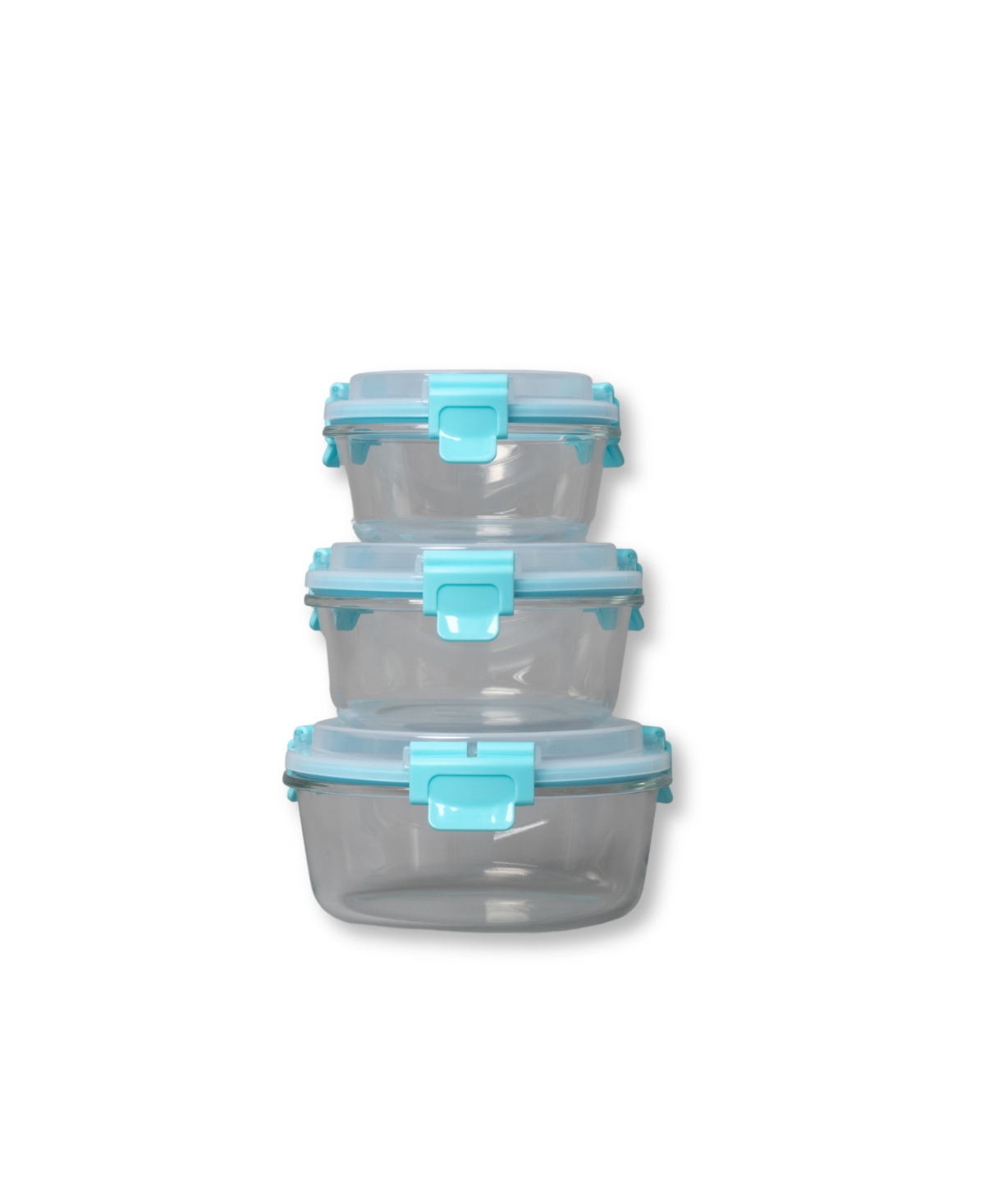 Shop Genicook 3 Pc Round Container Hi-top Lids With Pro Grade Removable Lockdown Levers Set In Aqua Blue