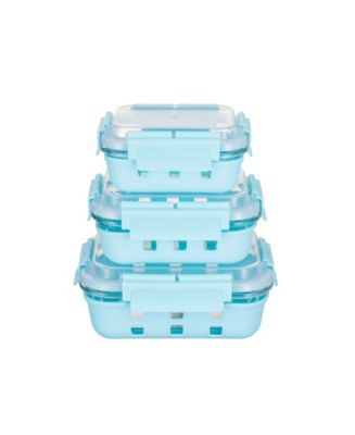 4 connected Tupperware canisters, largest is about 3 inches tall, with  clear plastic windows at the base of each. The blue lids can be opened, but  they cannot be separated. : r/whatisthisthing