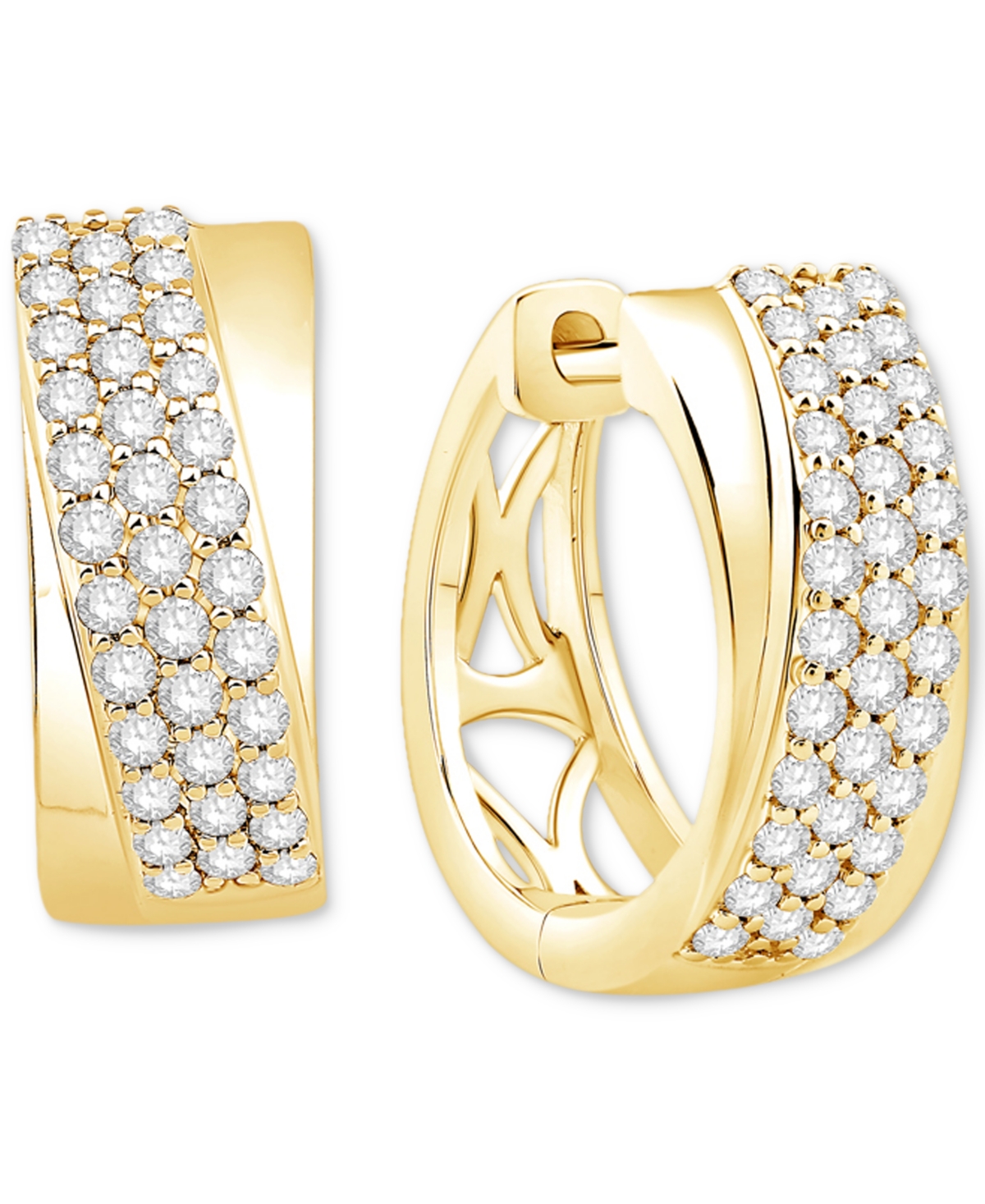 Macy's Diamond Pave Small Hoop Earrings (1/2 Ct. T.w.) In 14k Gold In Yellow Gold