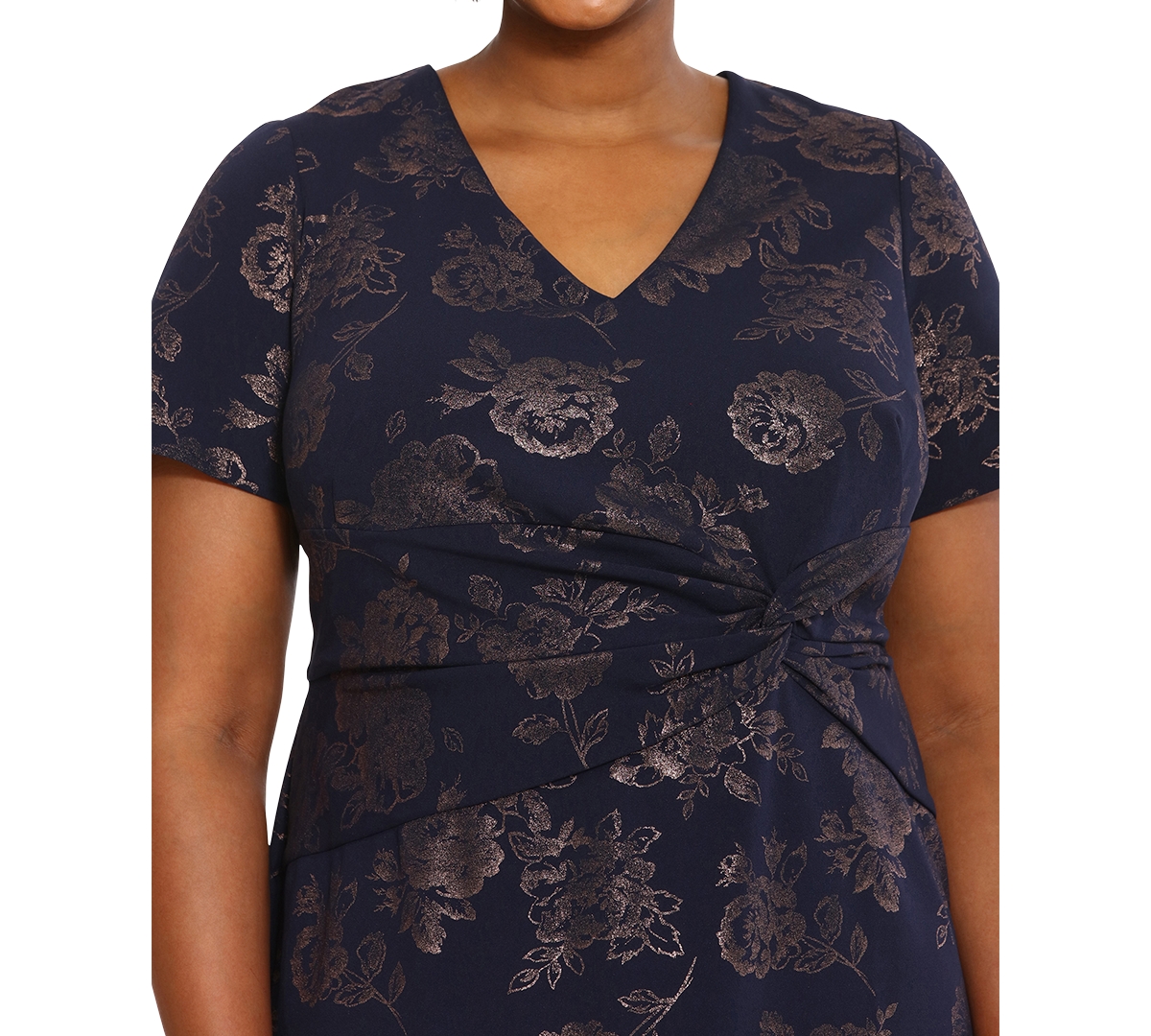 London Times Plus Size Side-Twist Flounce-Hem Sheath Dress