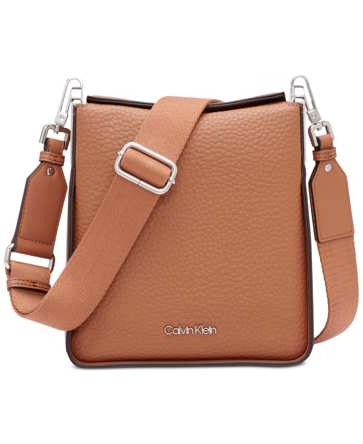 Shop Calvin Klein Fay Small Adjustable Crossbody With Magnetic Top Closure In Caramel