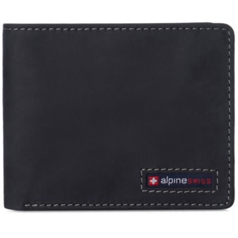 Alpine Swiss Men's Wallet for Men RFID Protected Leather Wallet Spencer Bifold Divided Bill Section Gift Box 2 ID Windows 14 Card Storage Pockets