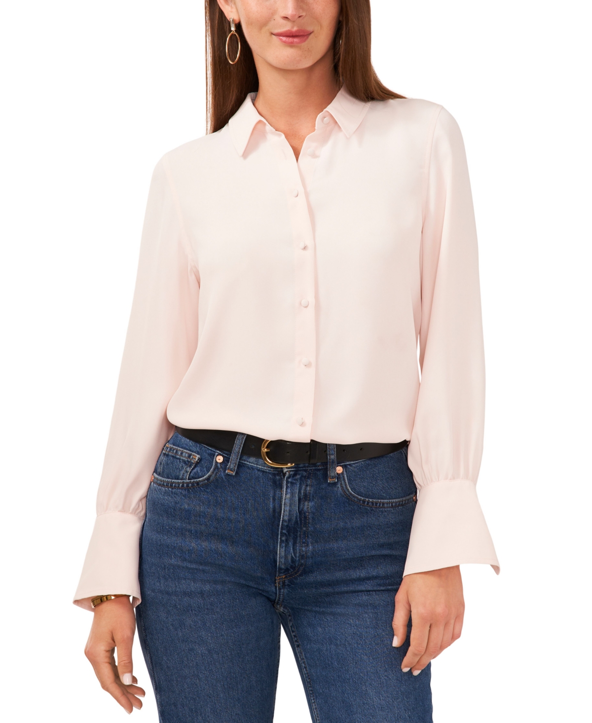 Vince Camuto Women's Solid Split Neck Short Sleeve Blouse In Pearl Pink