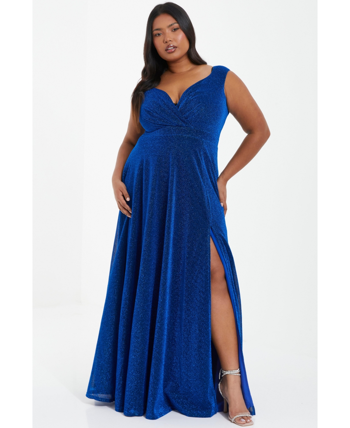 Women's Plus Size Glitter Wrap Maxi Dress - Royal blue