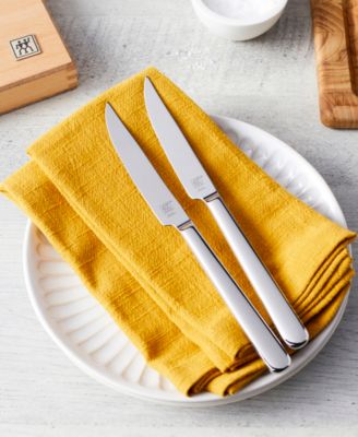 Contemporary 8-pc Stainless Steel Steak Knife Set w Wood Presentation Case