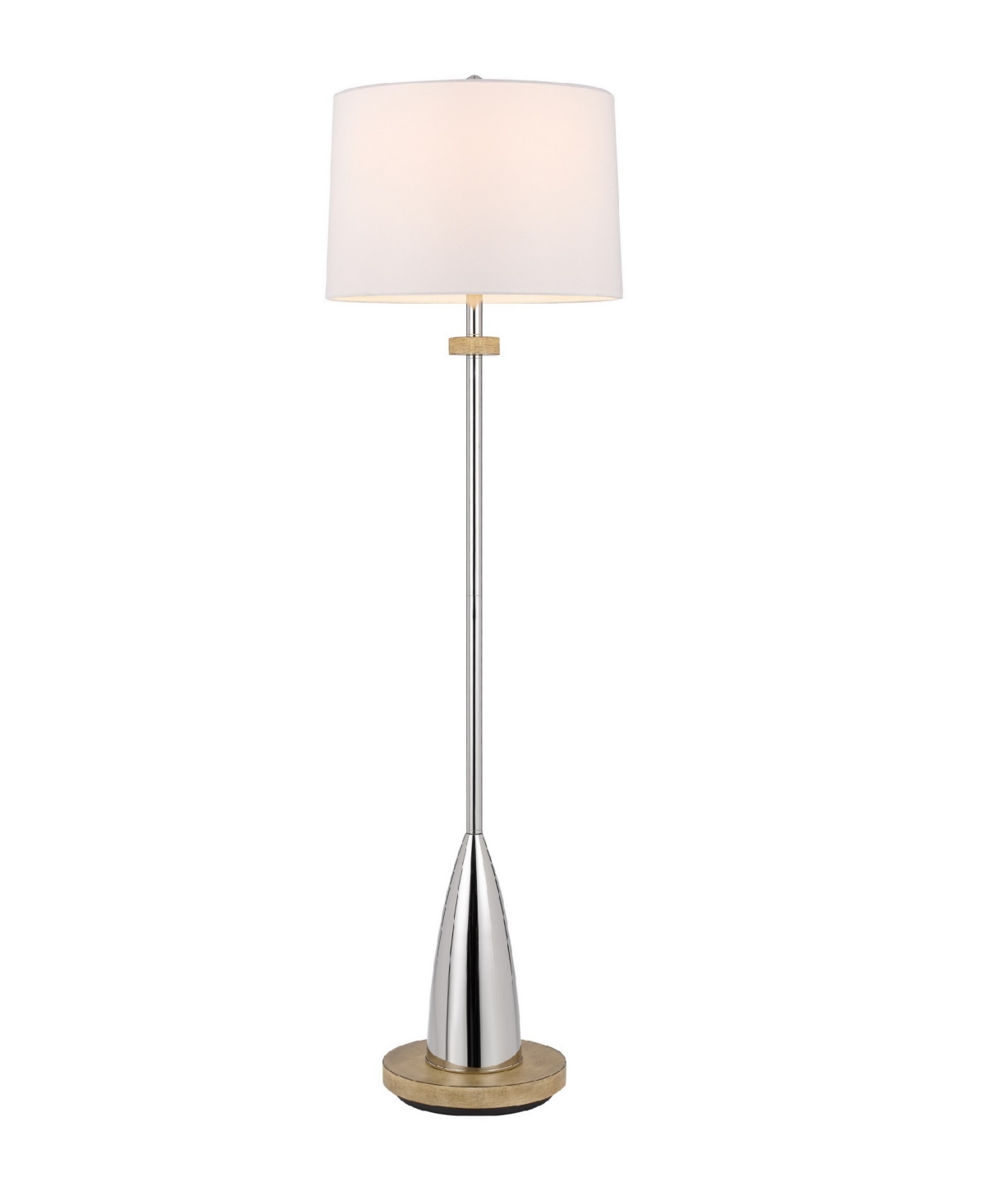 Shop Cal Lighting 61" Height Metal Floor Lamp With Wood Accents In Chrome,wood