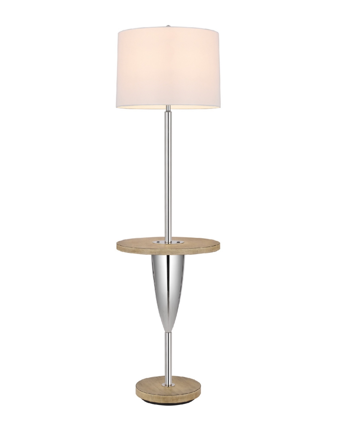 Cal Lighting 61" Height Metal Floor Lamp With Wooden Tray Table In Chrome,wood