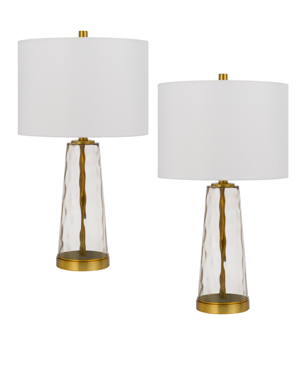 Cal Lighting 26" Height Metal And Glass Table Lamp Set In Antique Brass,glass