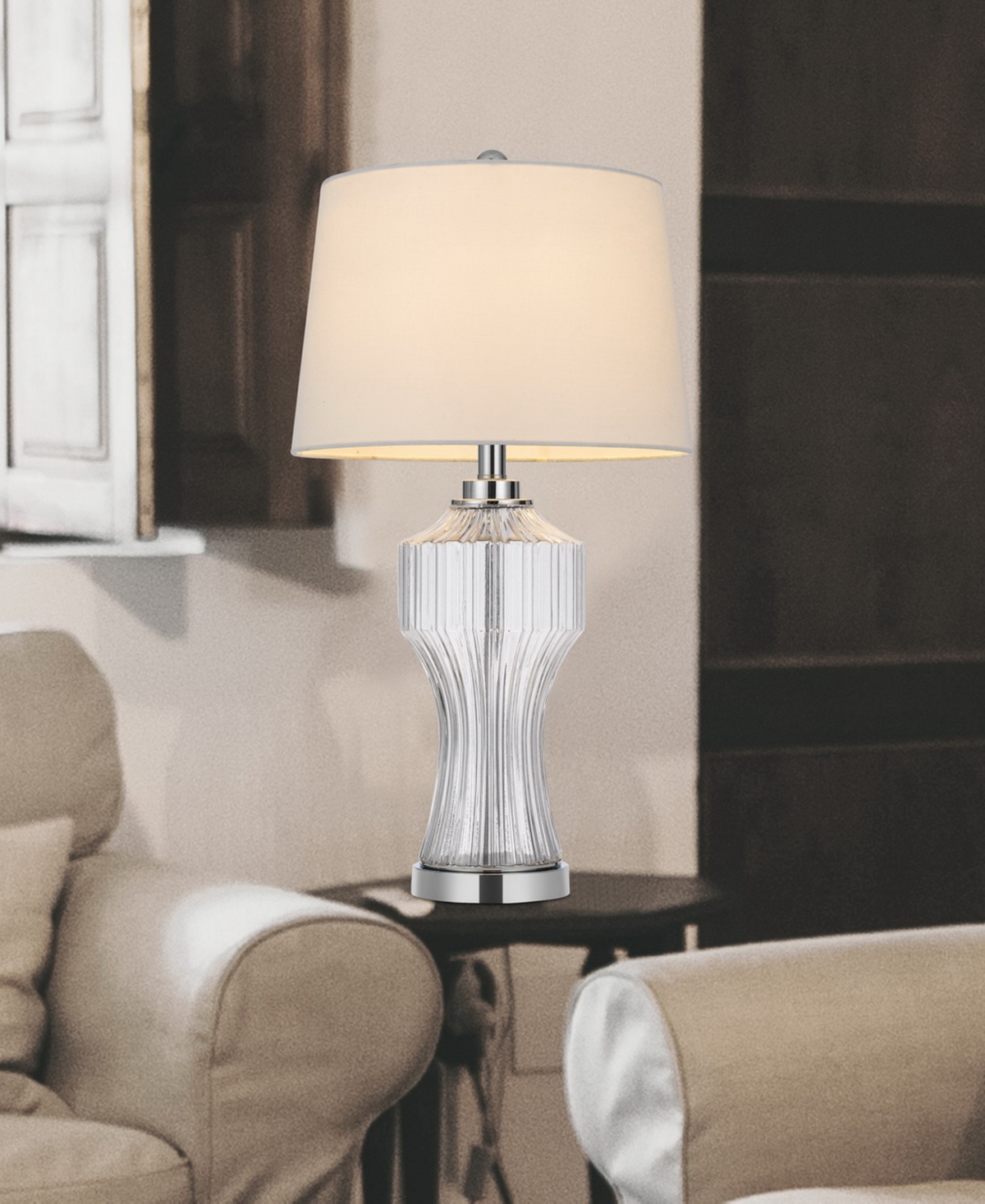 Shop Cal Lighting 26" Height Table Lamp In Clear Glass