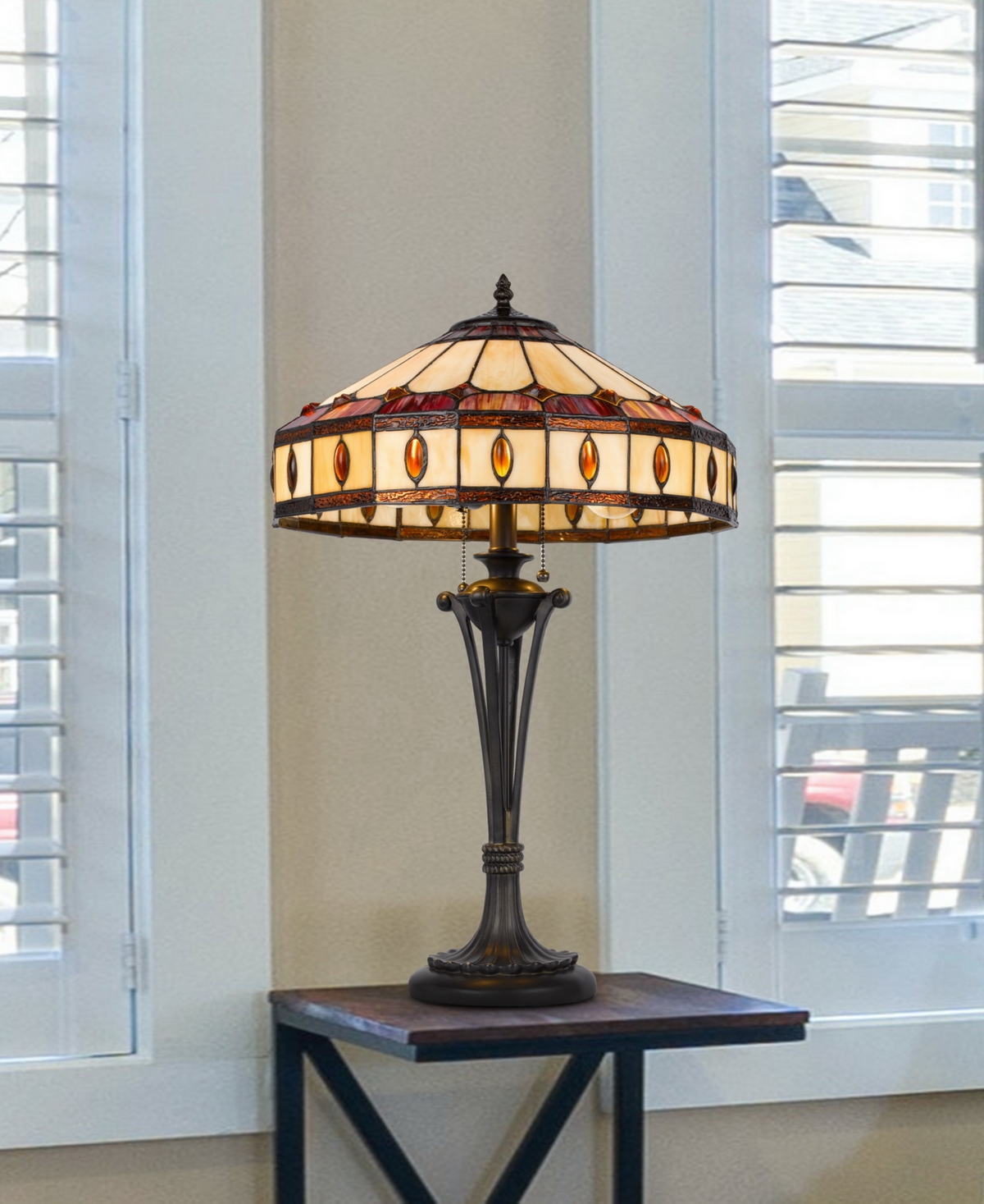 Cal Lighting 26" Height Resin Table Lamp In Black