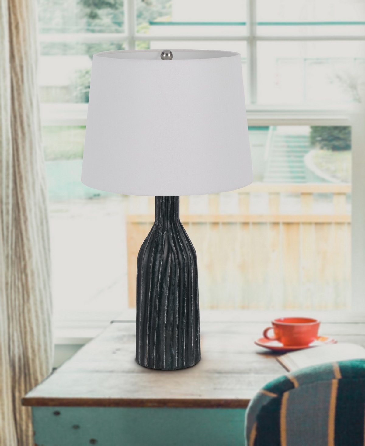 Cal Lighting 24.5" Height Ceramic Table Lamp Set In Marble