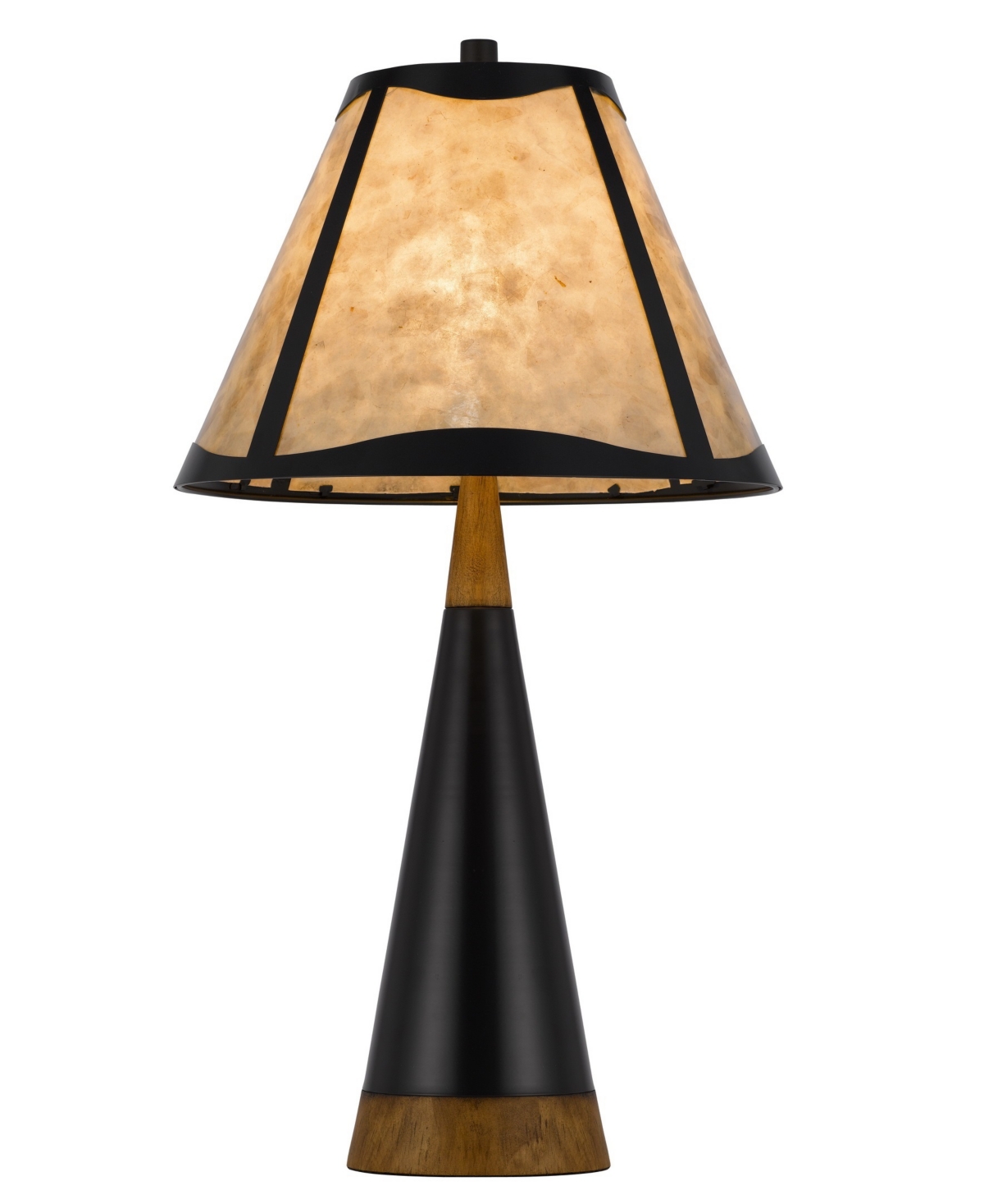 Cal Lighting 29.5" Height Metal And Wood Table Lamp With Shade In Mica,black,wood