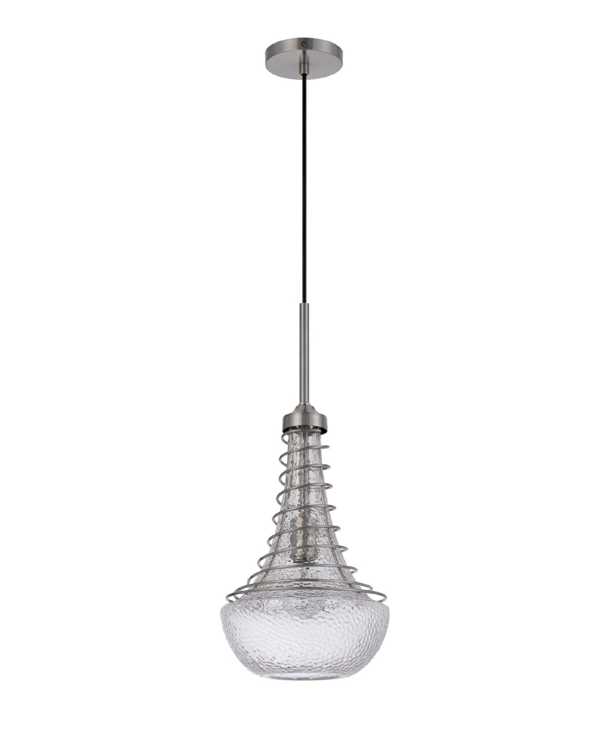 Cal Lighting Baraboo 21" Height Metal And Glass Pendant In Brushed Steel,silver