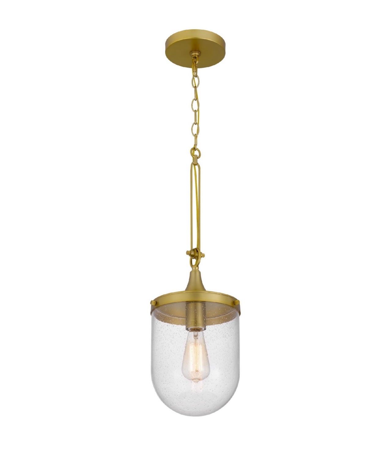 Shop Cal Lighting 26" Height Metal Pendant With Clear Bubble Glass Shade In Antique Brass
