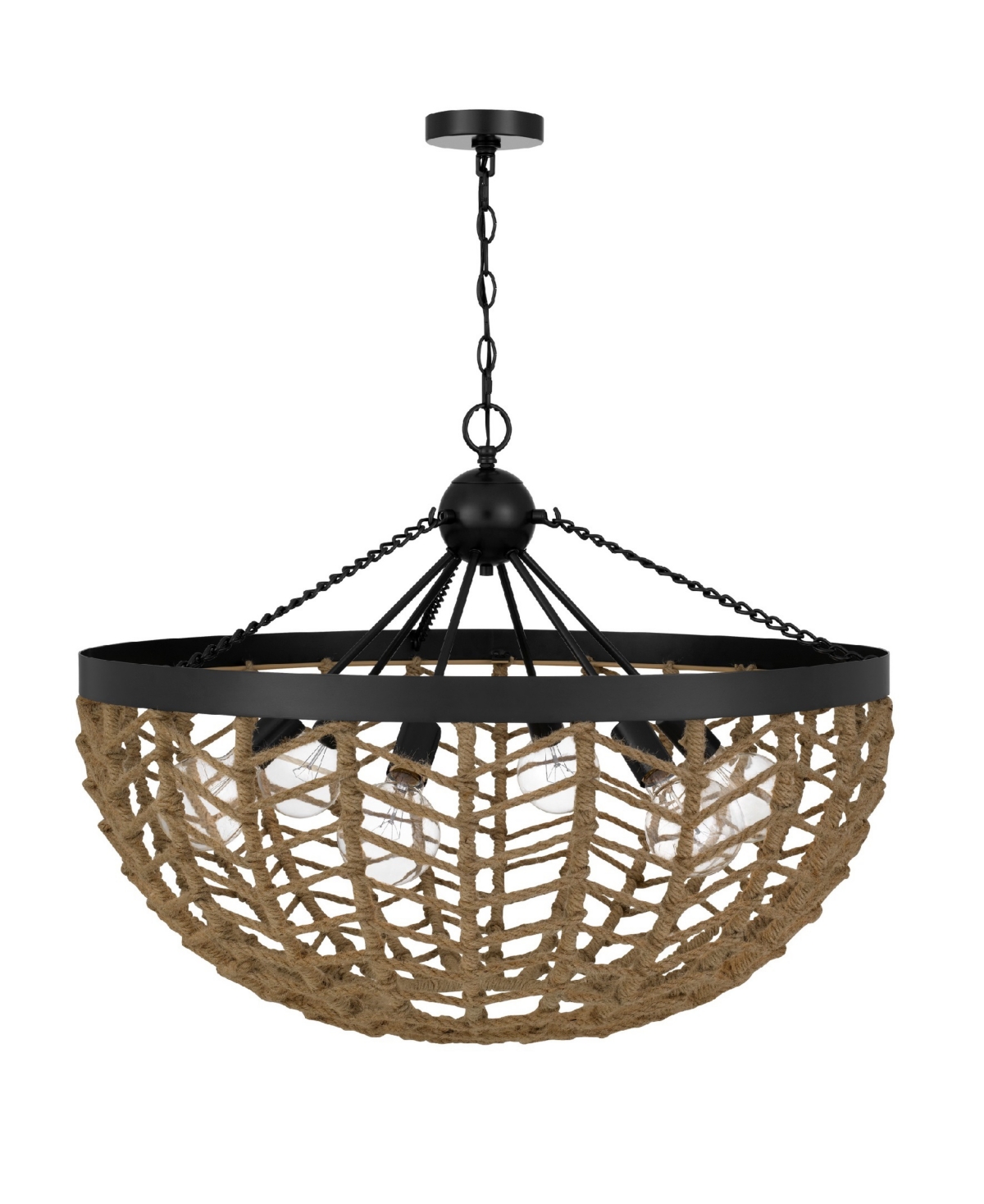 Cal Lighting Lillington 6 Light 24" Height Metal Pendant In Burlap,black