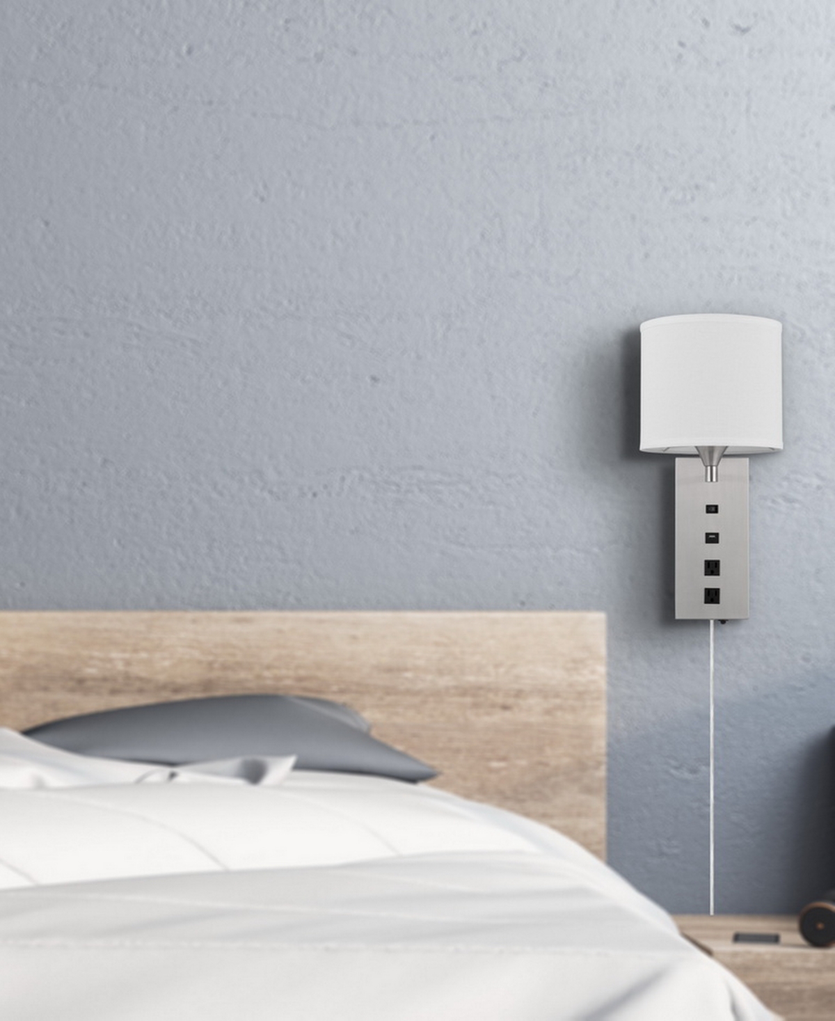 Cal Lighting 19" Height Metal Wall Lamp In Brushed Steel