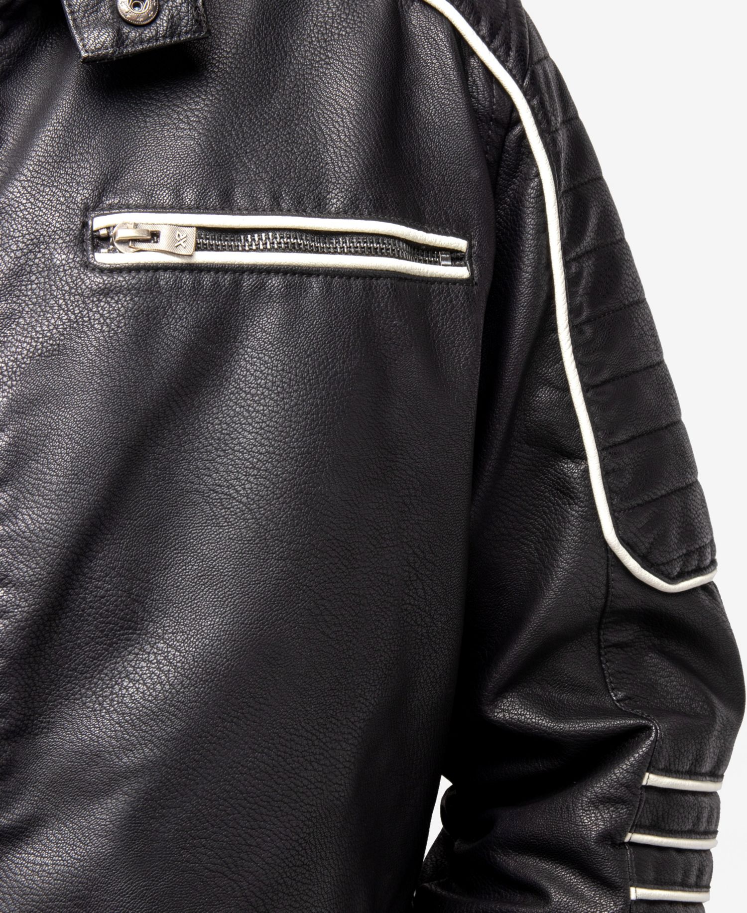 XRAY Men's Grainy PU Moto Jacket With Hood and Faux Shearling Lining