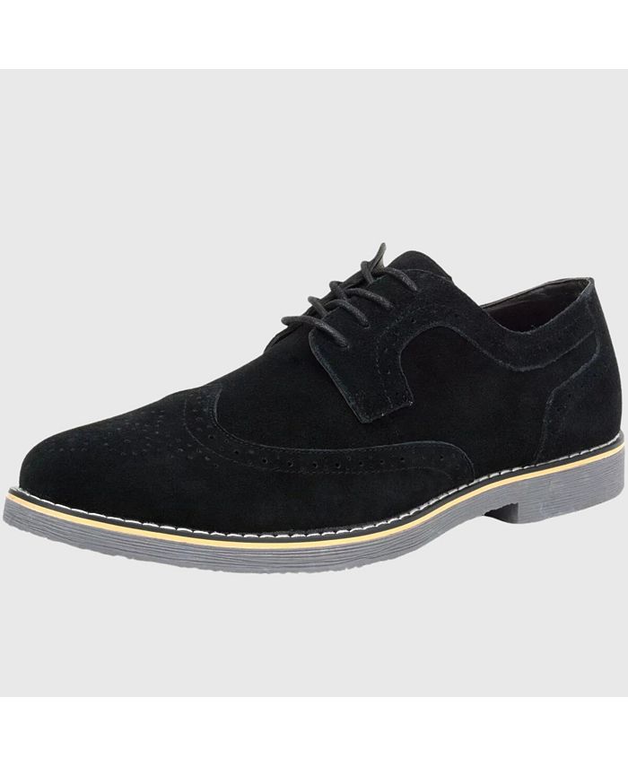 Mens Maroon & Cream Suede Wingtip Dress Shoes