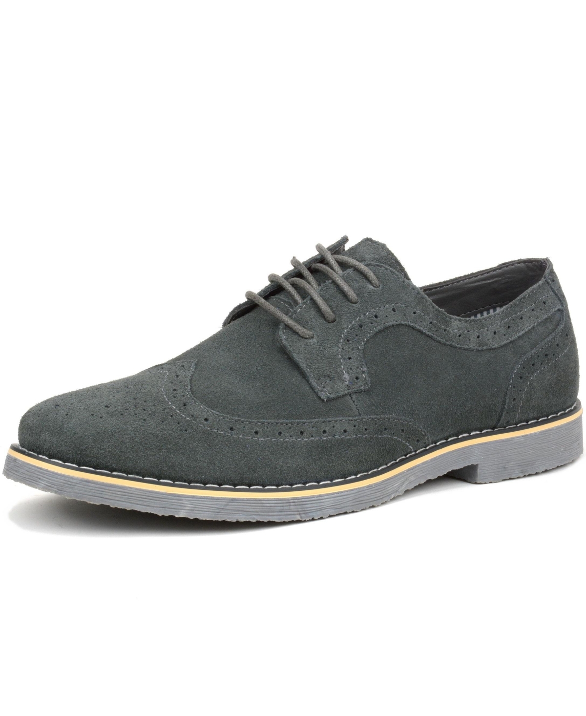 Beau Mens Dress Shoes Genuine Suede Wingtip Brogue Lace Up Oxfords - Gray
