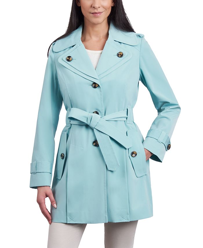 London Fog Women's Petite Single-Breasted Belted Trench Coat - Macy's