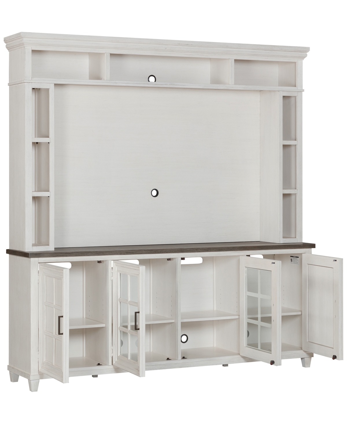 Shop Macy's 84" Dawnwood 2pc Tv Console Set (84" Console With 4 Doors And Hutch) In White