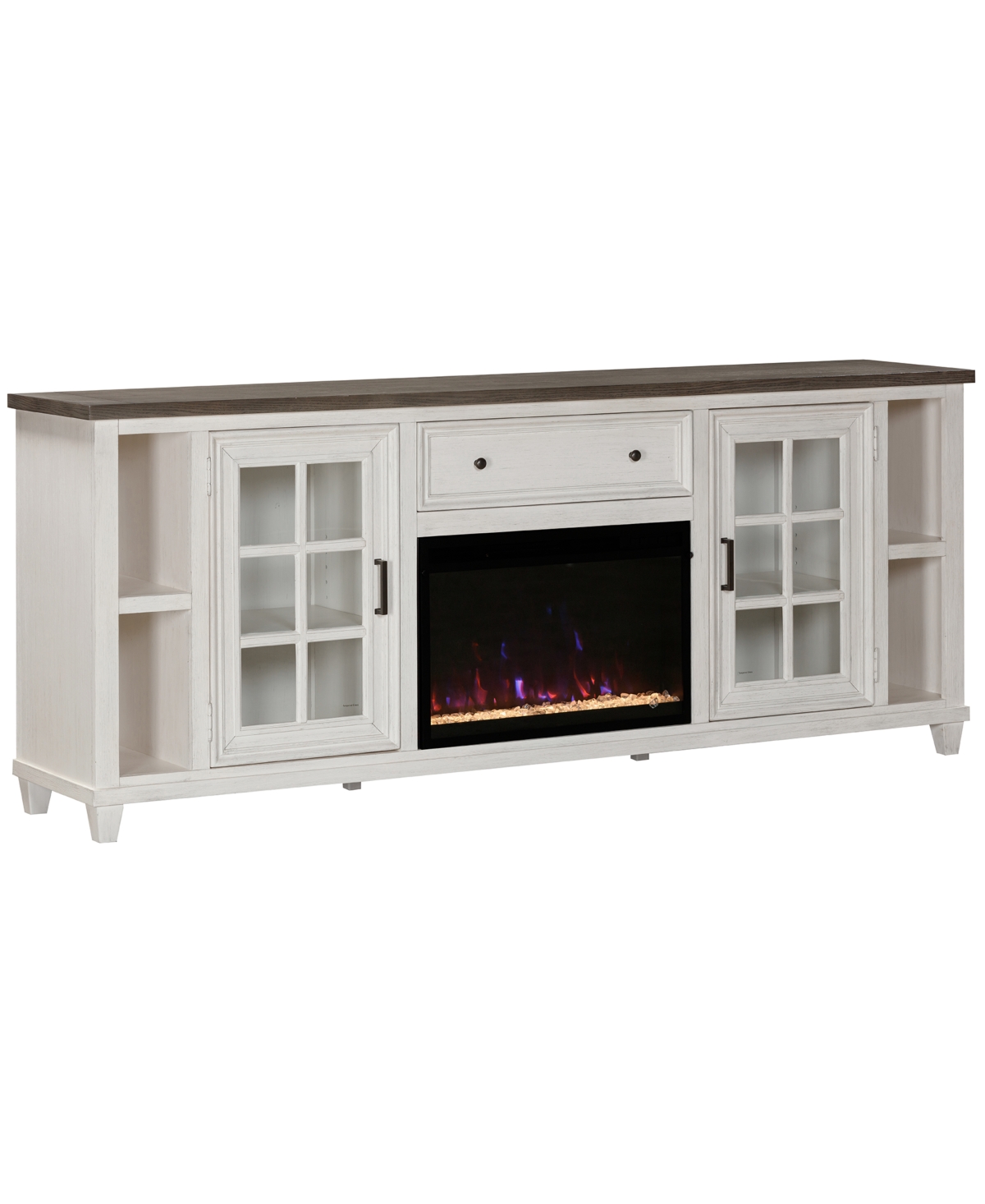 Macy's 84" Dawnwood 2pc Tv Console Set (84" Console And Fireplace) In White