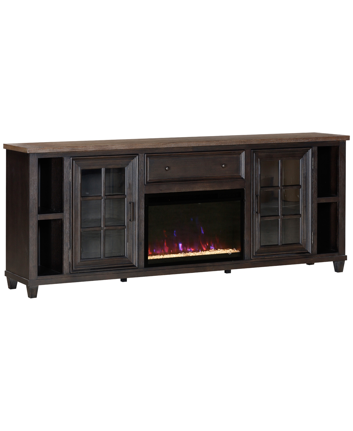 Macy's 84" Dawnwood 2pc Tv Console Set (84" Console And Fireplace) In Espresso