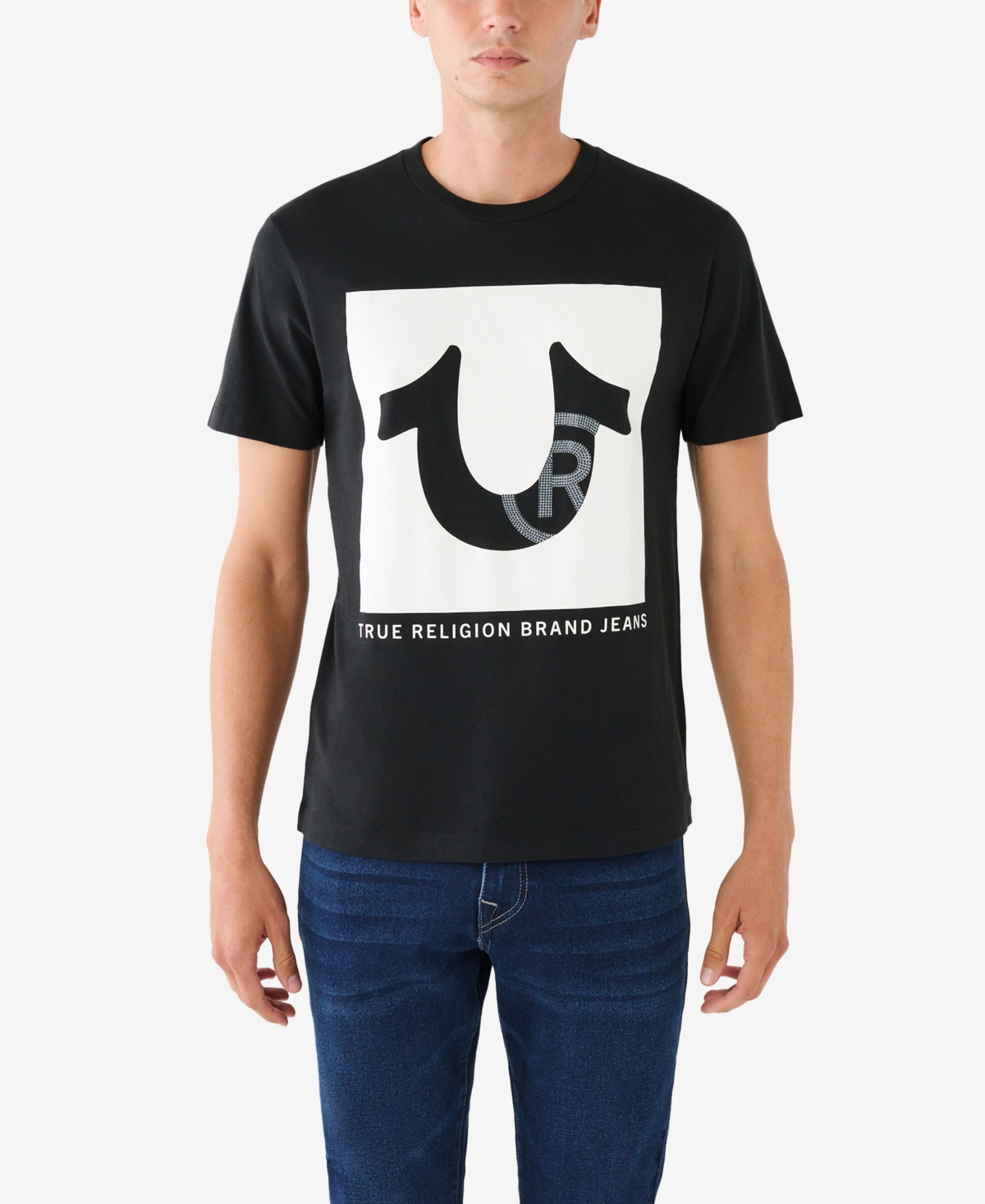 True Religion Men's Short Sleeve Registered Stud T-shirt In Jet Black