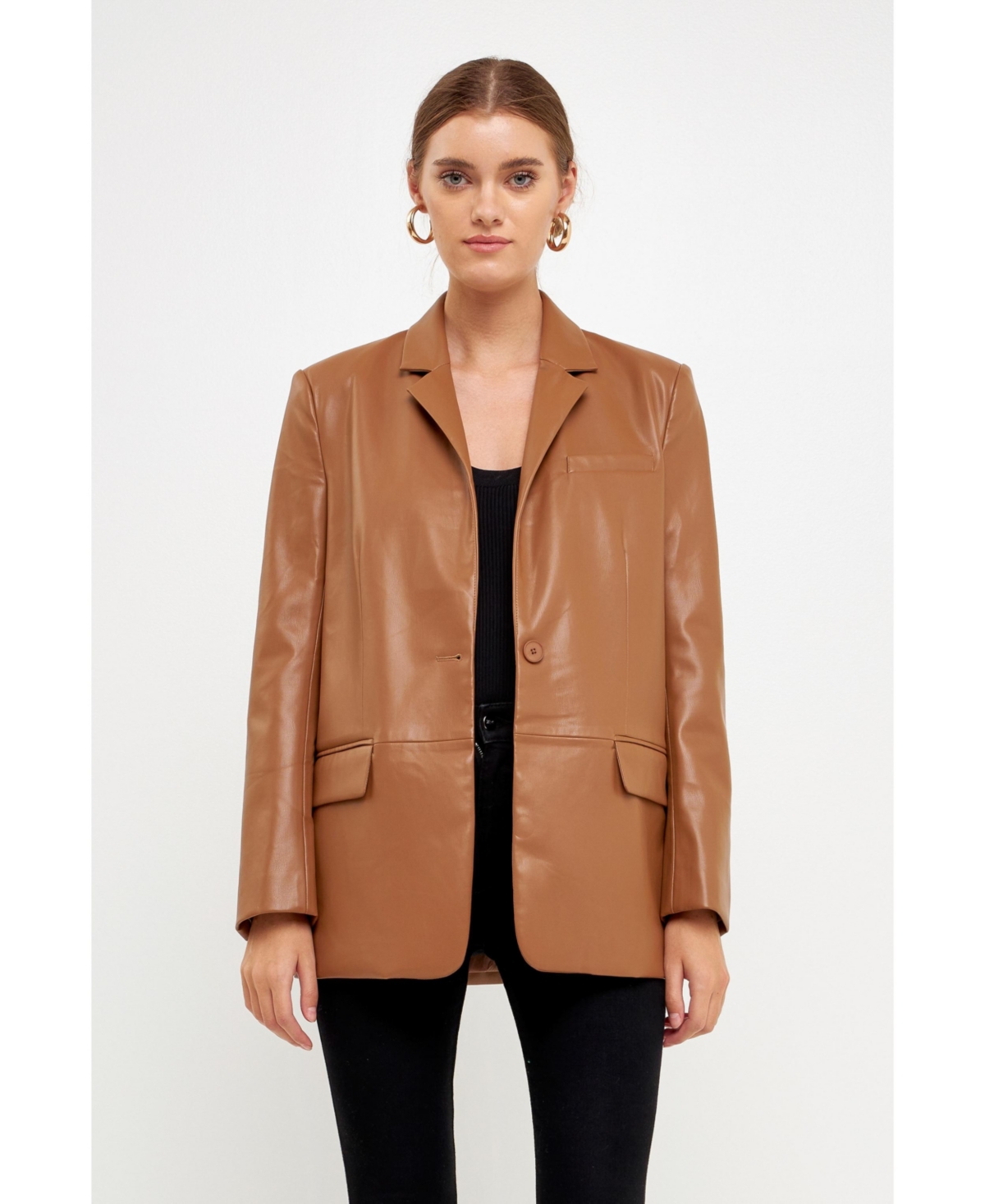 Women's Faux Leather Blazer