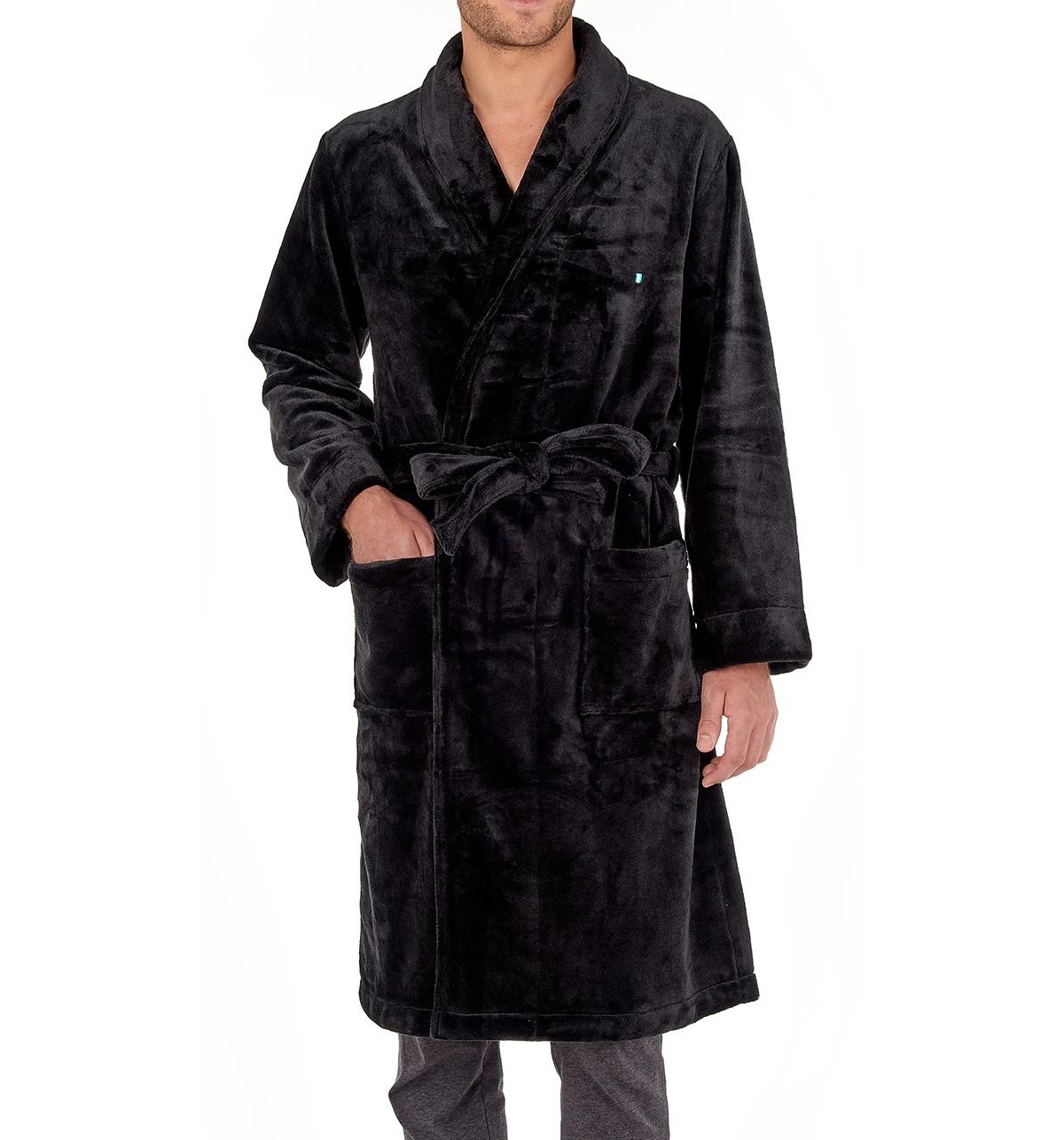 Men's Polar Fleece Robe - Black