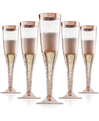 Rose Gold Plastic Champagne Flutes Disposable - Rose Gold Glitter with a  Rose Gold Rim - [1 Box of 36 ] 6.5 Oz - Elegant Stylish Mimosa Glasses  Perfect for Weddings Bachelorette Party, Catered Events 