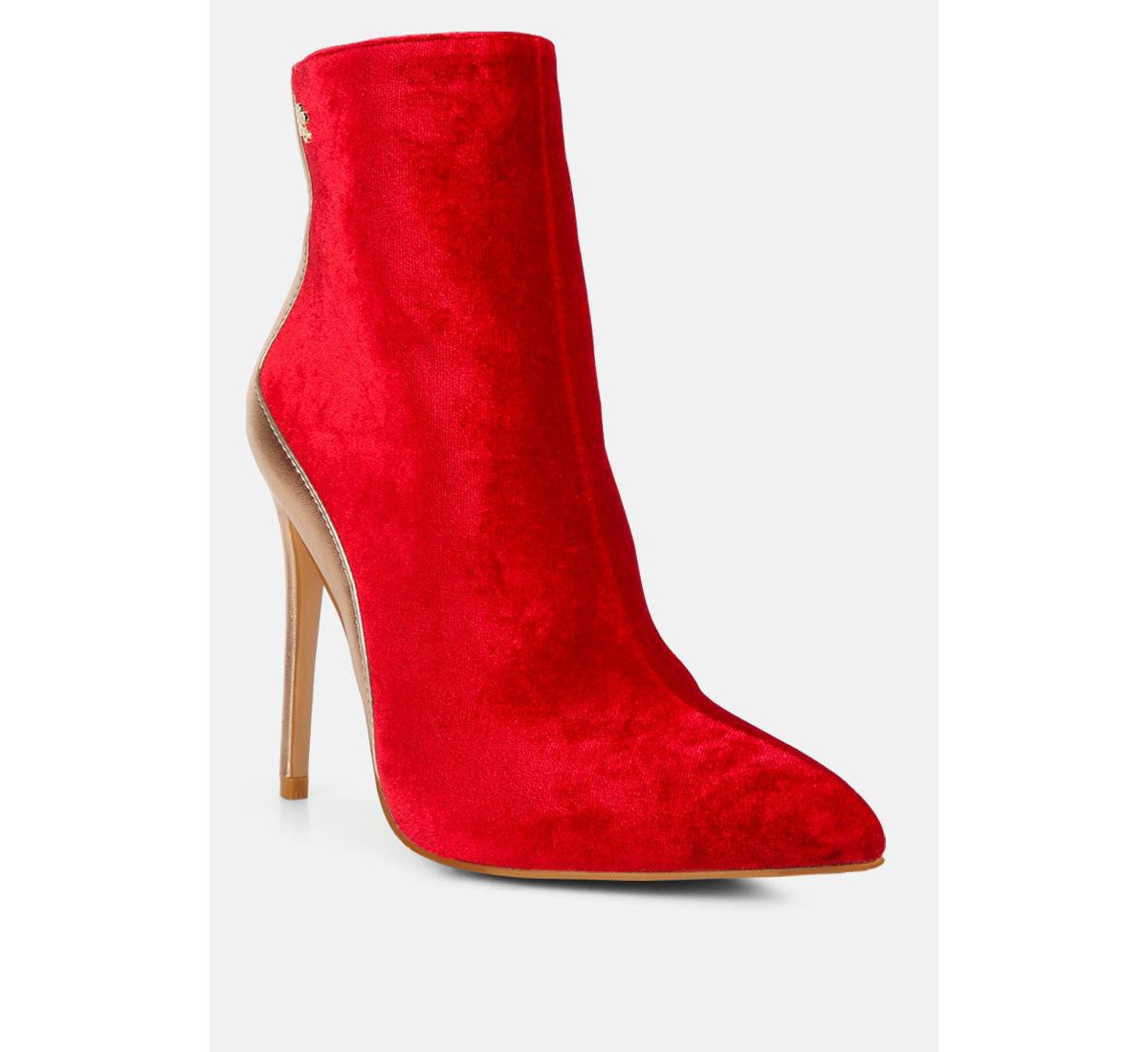 Slade Womens Metallic Highlight High Heeled Ankle Boots - Red/gold