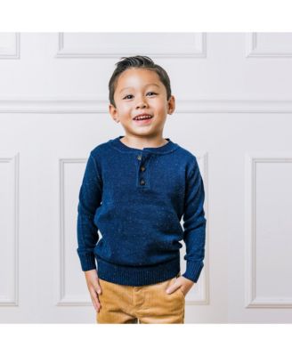 Baby Boys Long Sleeve Zip Henley Pullover Sweater